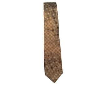 GUCCI Mens Tie Brown Geometric Pattern GG Monogram Luxury Designer